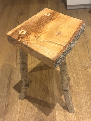 A friend’s stool with bark still on