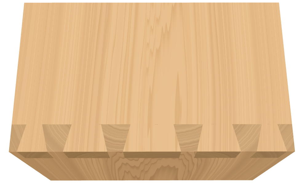 Dovetails with wide pins and 1:4 angle