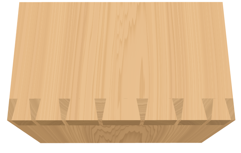 Dovetails with narrow pins and 1:6 angle