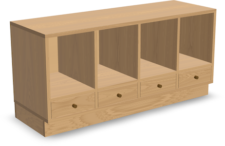 A sideboard with several drawers