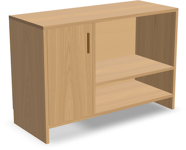 A sideboard with one door
