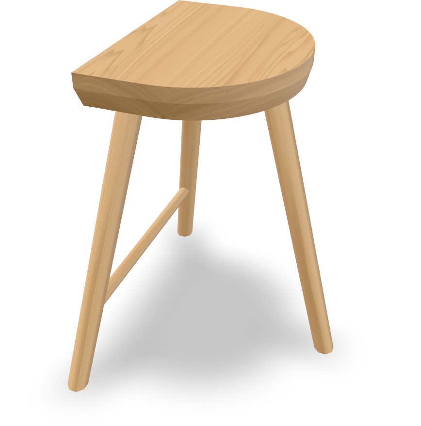 A high bar stool with a D-shaped seat
