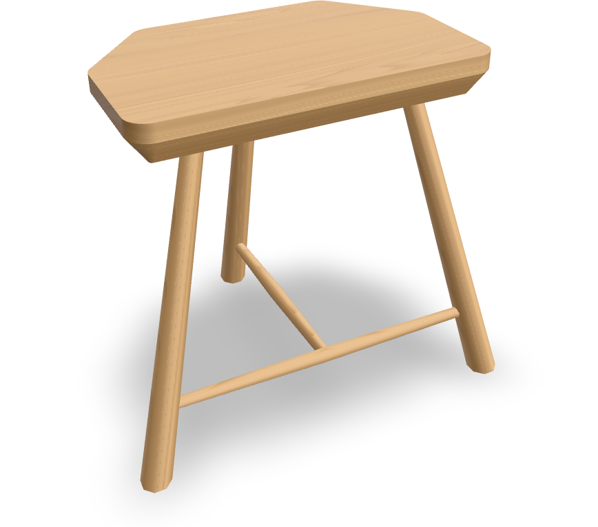 A rectangular stool with cut-off corners