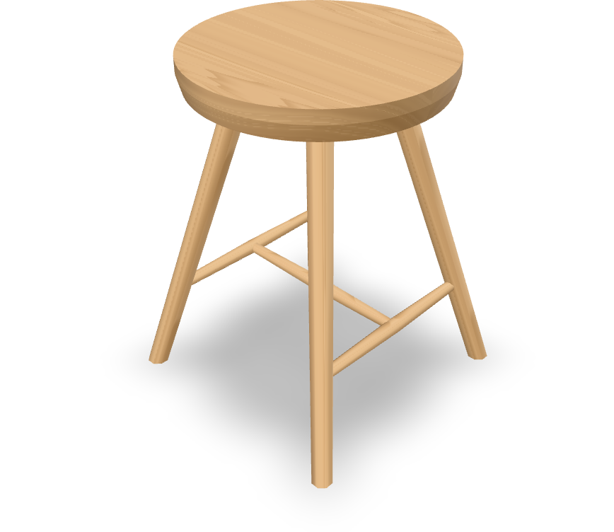 A round stool with four legs