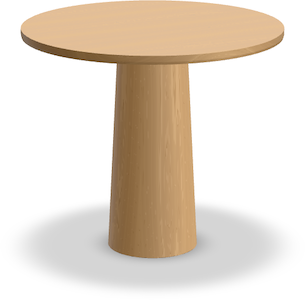 A round bar table with a pedestal