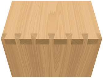 Two wide boards dovetailed together